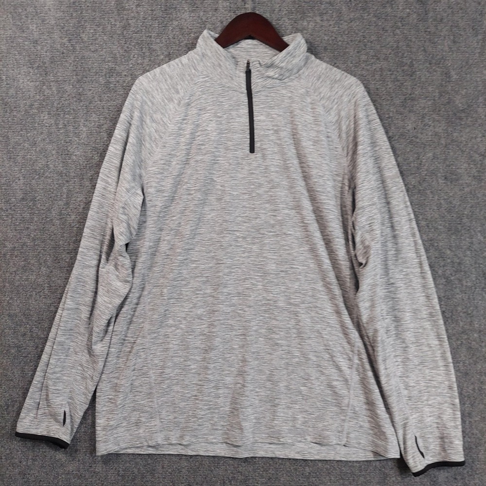 Old Navy Go-Dry Pullover Mens 2XL Gray 1/4 Zip Active Shirt Thumbholes